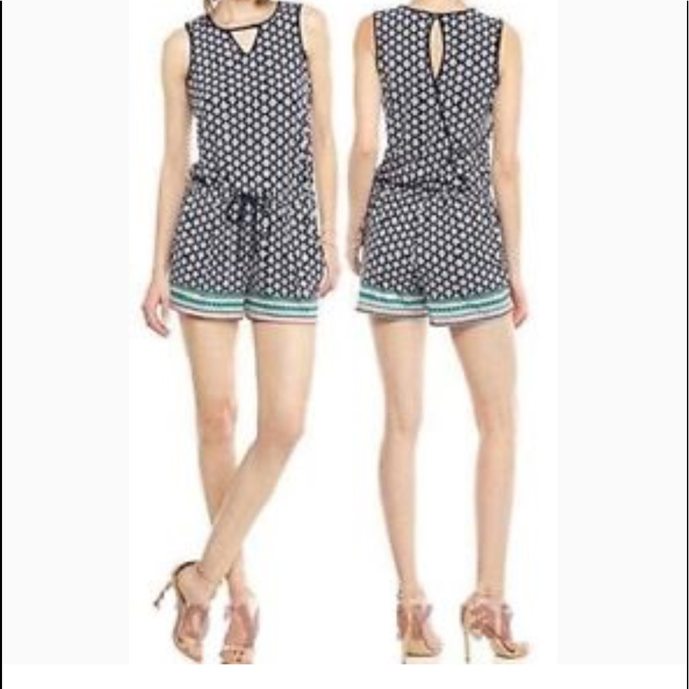 Karri Blue Navy Combo Floral dots Romper